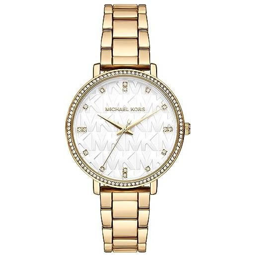 Michael Kors - collezione pyper, colore oro, orologio in acciaio legato da donna mk4666