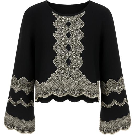 TWINSET maglia in misto lana con ricamo jacquard