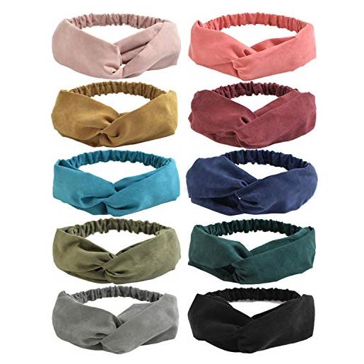 DRESHOW 10 pezzi fascia per capelli annata fiore stampato criss cross annodato fascia elastica turbante fasce yoga testa contorta carino accessori capelli per donna e ragazza