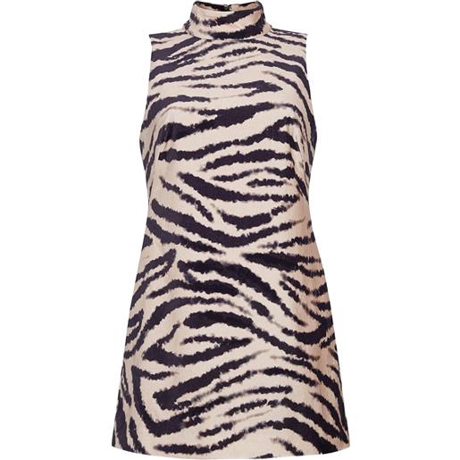 Cara Cara abito corto tay con collo alto e stampa zebra - toni neutri