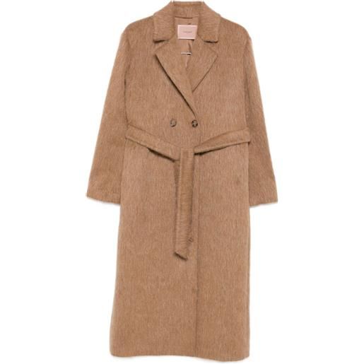 TWINSET cappotto doppiopetto con cintura - marrone