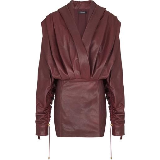 Balmain abito corto con cappuccio - rosso