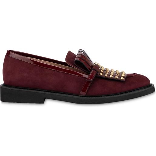 POLLINI mocassino dome in camoscio e vernice - rosso