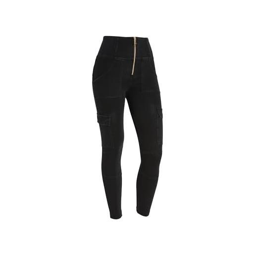 WR.UP freddy - jeggings stile cargo con vita alta e lunghezza 7/8, donna, denim nero, xx large