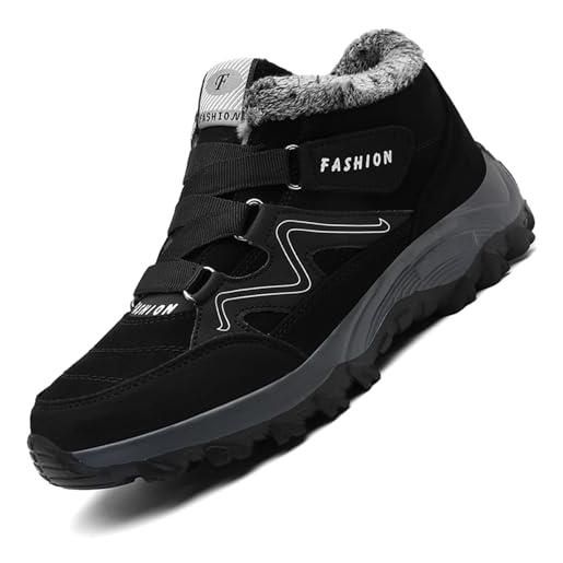 Unitysow stivali da neve donna uomo scarpe da inverno caldi pelliccia scarpe da neve stivaletti all'aperto impermeabili stivali da invernali, rosso, 38 eu