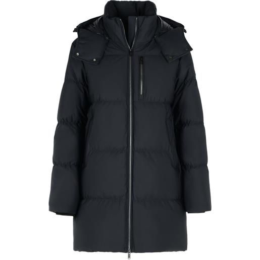 Moose Knuckles giacca con cappuccio e finiture in pelliccia sintetica - nero