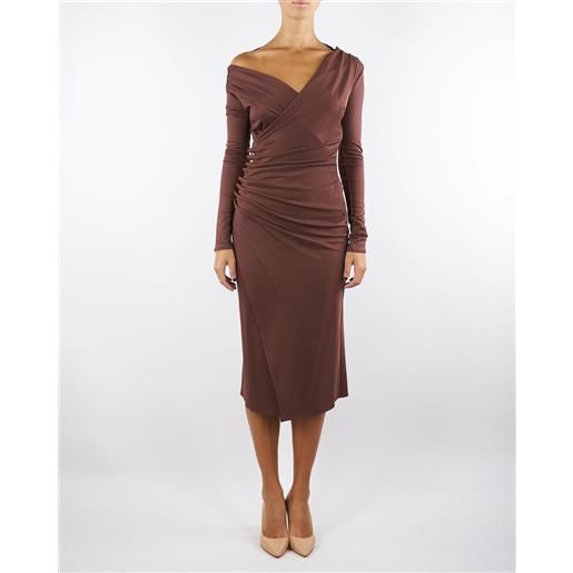 ELISABETTA FRANCHI abito coffee in jersey con bottoni gioiello