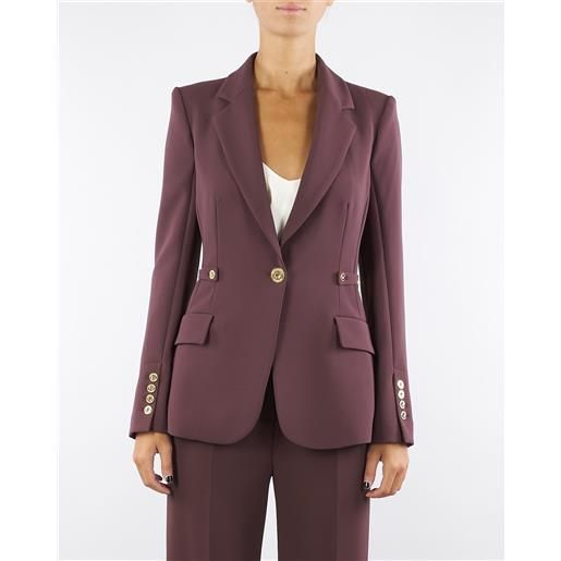 ELISABETTA FRANCHI giacca merlot in crêpe leggero con dettagli gioiello