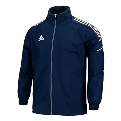 Adidas giacca antipioggia da uomo 3 stripe con21 aw condivo giacca da corsa per tutte le stagioni gh7177, blu navy, s