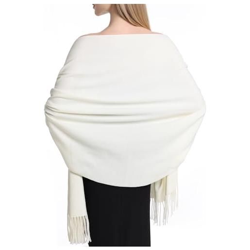 Sofier pashmina scialli e involucri per le donne per abito da sera calda sciarpa invernale per matrimonio sposa damigella d'onore regali cashmere feel, crema, large