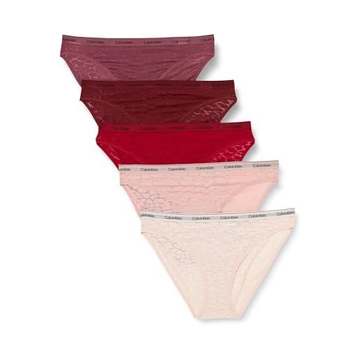 Calvin Klein donna slip taglio bikini confezione da 5 intimo, beige (jnbrry/pr pch/subd/deep mauve/syrah), s