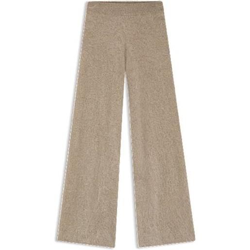 BOSS pantaloni a gamba larga in cashmere effetto slavato, beige