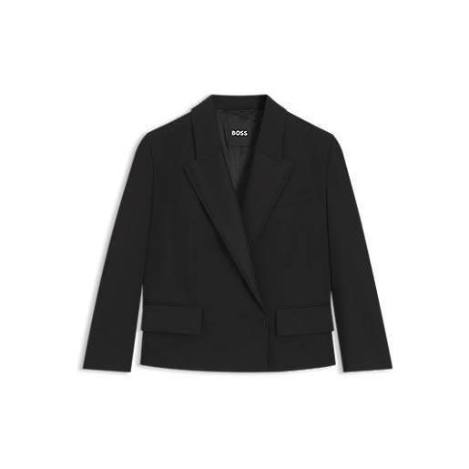 BOSS blazer da smoking relaxed fit in twill di lana vergine, nero