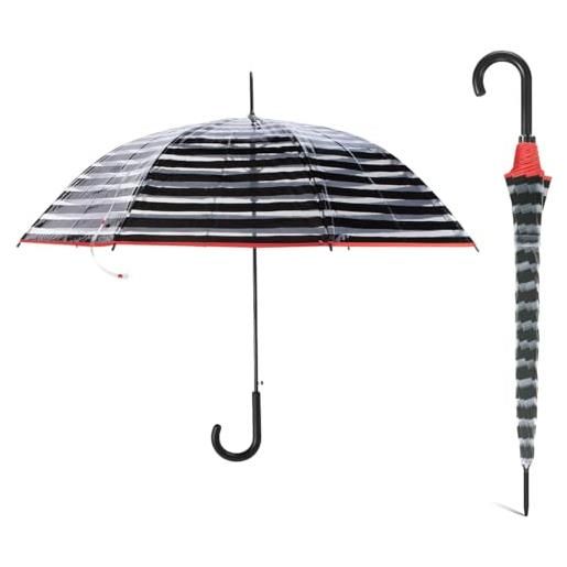 Le Monde du Parapluie - ombrello campana trasparente per le donne, trasparente/verde, classico