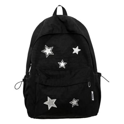 Weduspaty zaino a stella, zaino y2k scuola di tela a stella di capacità con cerniera liscia per le ragazze indossare ragazze