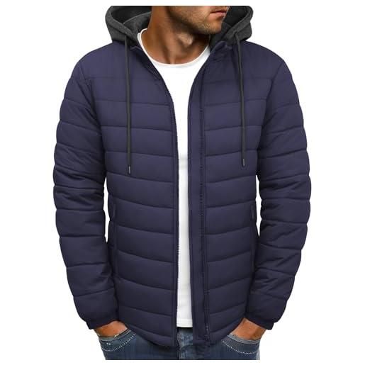 Lonya giubbotto invernale uomo piumino leggero termici giubbino casual parka idrorepellente piumini antivento giacca trapuntata con cappuccio rimovibile autunno, grigio, l
