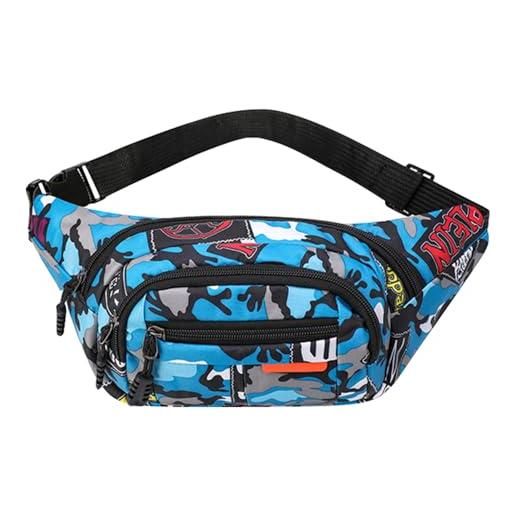 MOERAE marsupio per bambini blu - nylon leggero con scomparti multipli - outdoor tempo libero borsa crossbody per ragazzi e ragazze