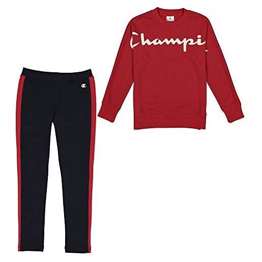 Champion campione abbigliamento ragazza set moda atlhetic girocollo tuta sport palestra casual bambini tuta nuovo rosso/nero 11-12 anni