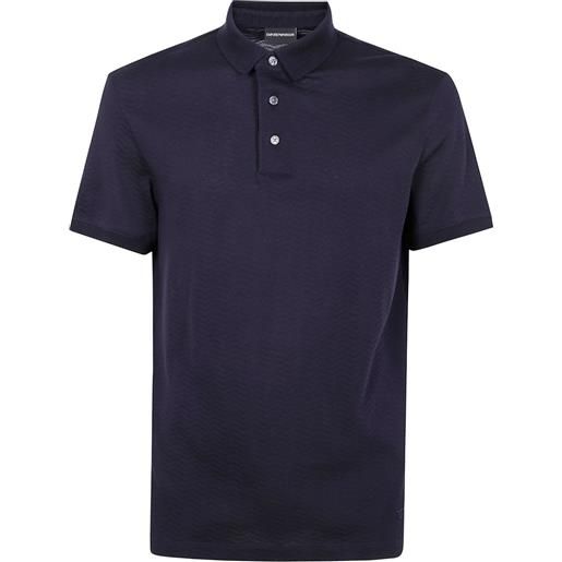 Emporio Armani polo in cotone con bottoni frontali - blu