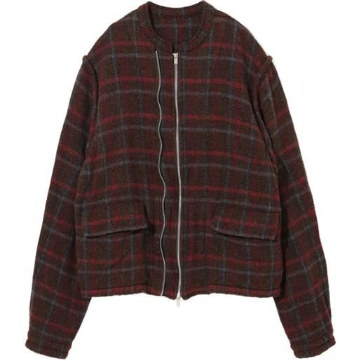 Undercover giacca a quadri con zip - marrone