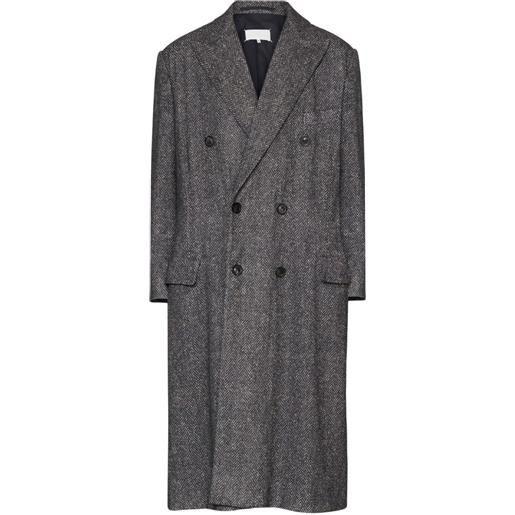Maison Margiela cappotto doppiopetto con motivo a spina di pesce - grigio