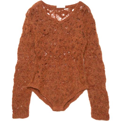 Muller Of Yoshiokubo body in maglia con inserti in pizzo - marrone