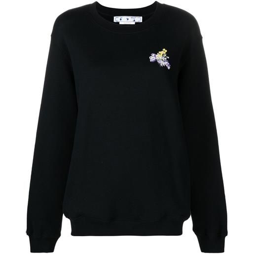 Off-White felpa arrows a fiori - nero
