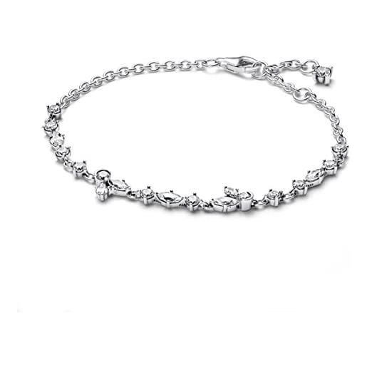 PANDORA timeless bracciale a catena herbarium cluster in argento sterling con zirconia cubica trasparente, 20