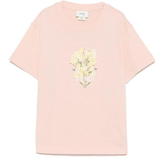 Fendi Kids t-shirt con logo ricamato - rosa