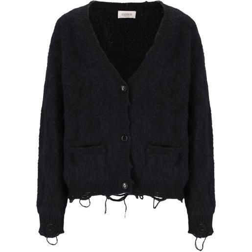 Laneus cardigan con effetto vissuto - nero