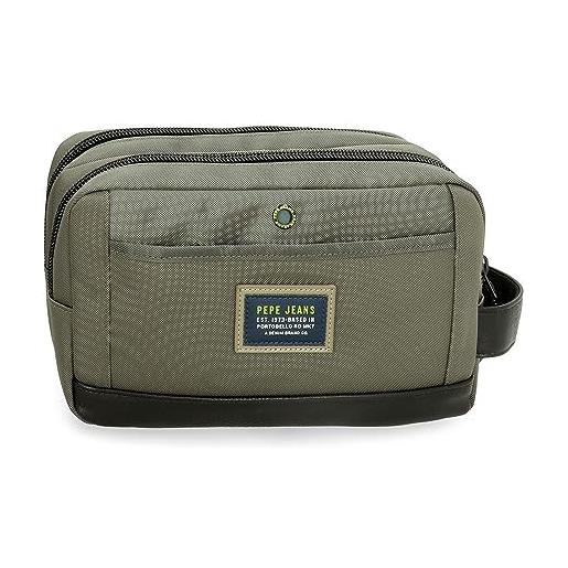 Pepe Jeans leighton - beauty case a due scomparti, adattabile, taglia unica, verde, taglia unica, beauty case a due scomparti adattabile