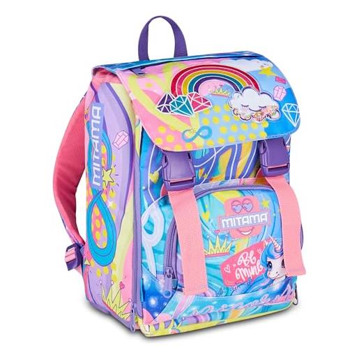 Mitama zaino estensibile 4 zip, rainbow dream, lilla, maxi capienza, doppio scomparto, schienale preformato, bambina, scuola elementare