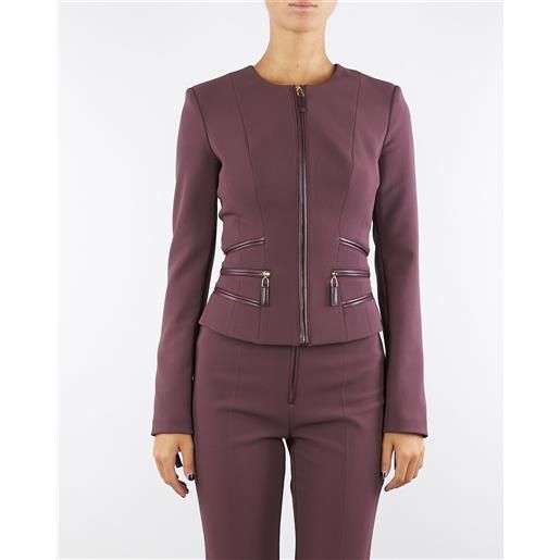 ELISABETTA FRANCHI giacca merlot in doppio crêpe con dettagli zip