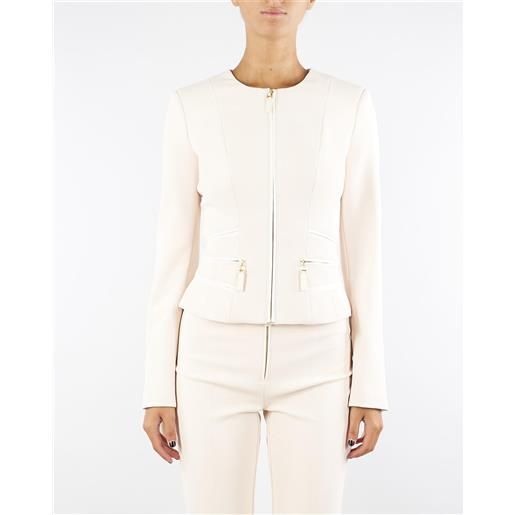 ELISABETTA FRANCHI giacca milk in doppio crêpe con dettagli zip