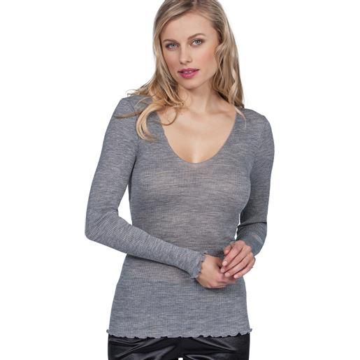 Egi maglia donna manica lunga lana e seta a costina
