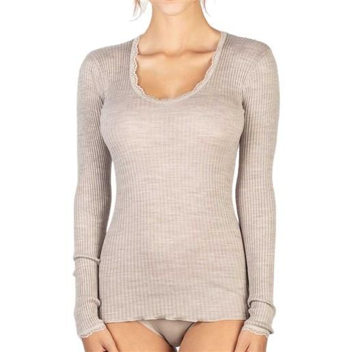 Egi maglia da donna in lana a costina manica lunga scollo tondo