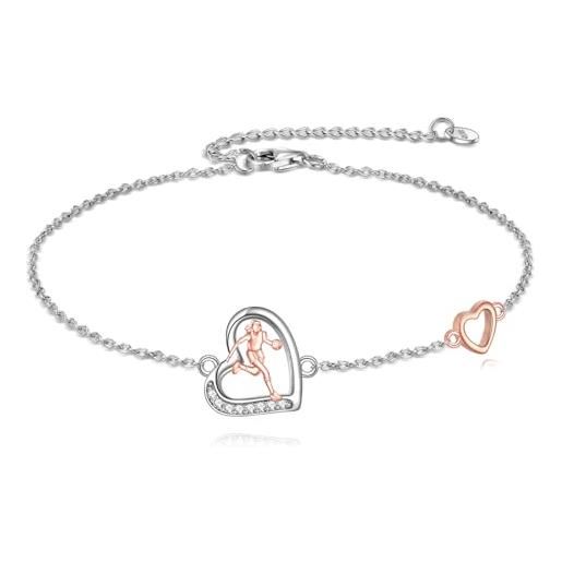 TEAMER Collana Basket Cuore Basket Sport ciondolo in acciaio inox Gioielli unici per l'amante del basket (Cuore da basket - Collana - Argento