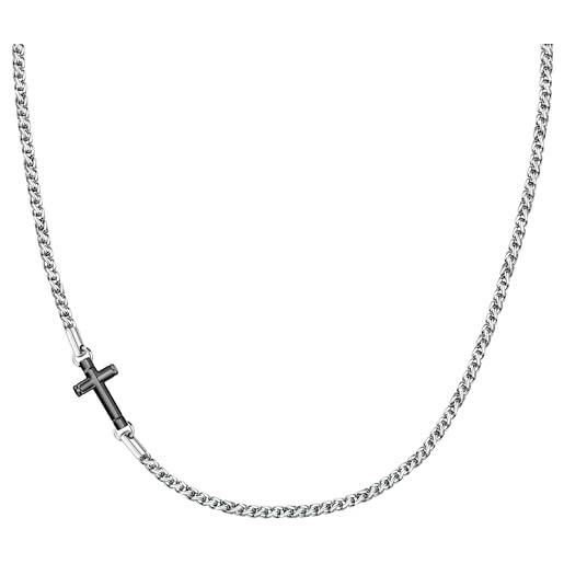 Morellato cross collana uomo in acciaio, ip nero - skr61