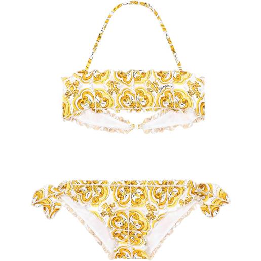 Dolce & Gabbana Kids bikini con stampa maioliche - giallo