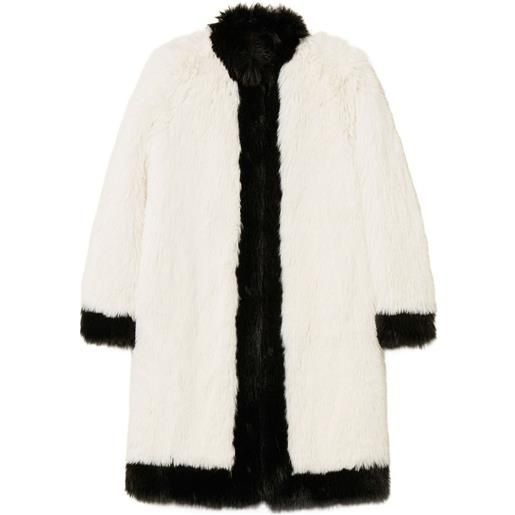 TWINSET cappotto bicolore in pelliccia sintetica - bianco