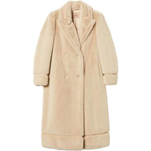 TWINSET cappotto doppiopetto in pelliccia sintetica - toni neutri