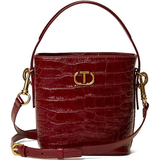 TWINSET borsa a secchiello con effetto coccodrillo - rosso