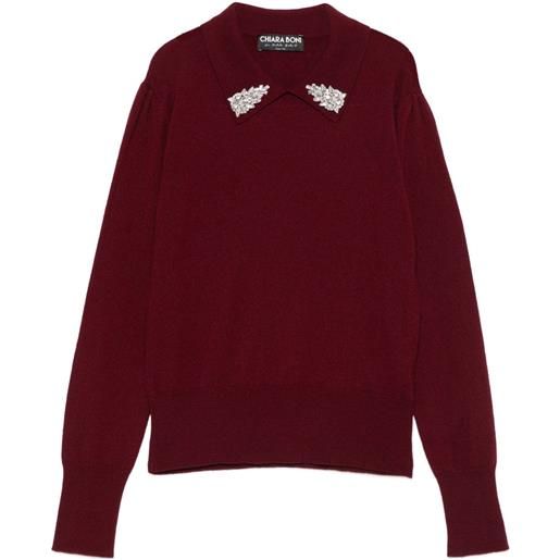 CHIARA BONI La Petite Robe maglione con cristalli - rosso