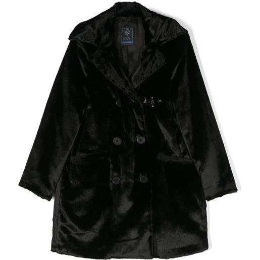 Fay Kids cappotto doppiopetto con revers a lancia - nero