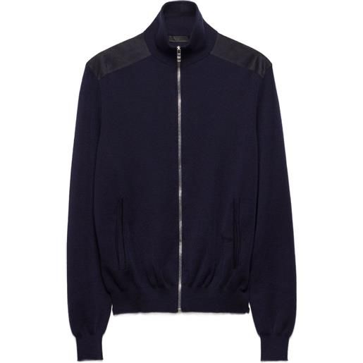 Prada cardigan in cashmere con zip - blu