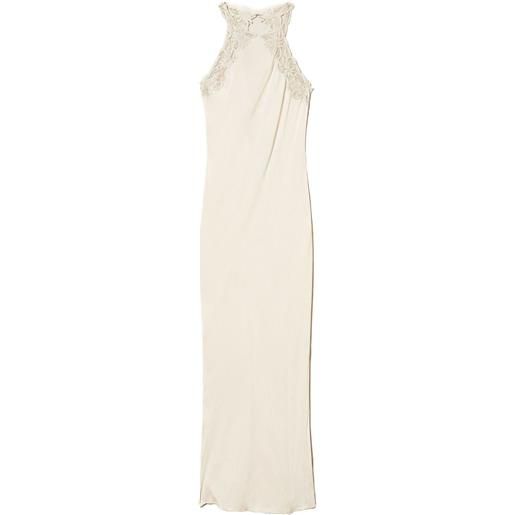 TWINSET abito in raso con decorazione in pizzo - bianco