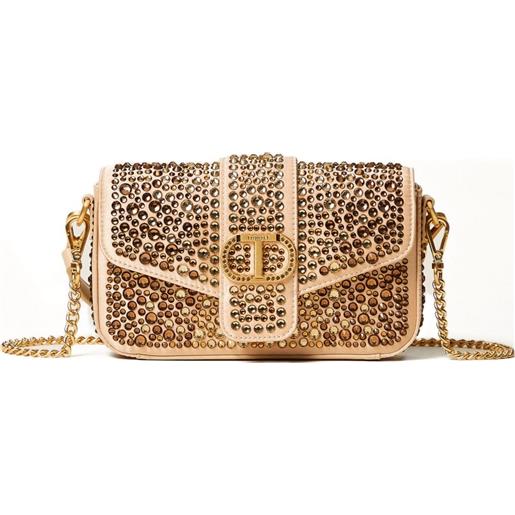 TWINSET borsa a spalla amie con cristalli e catena - marrone