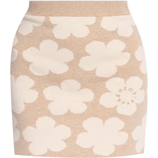 Kenzo gonna a fiori con intarsio - toni neutri
