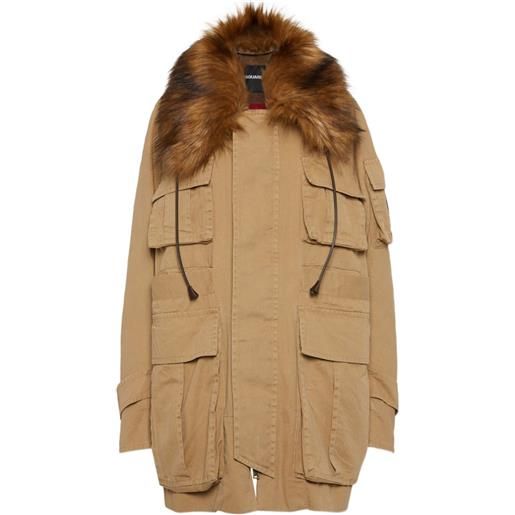 DSQUARED2 parka con colletto in pelliccia - toni neutri