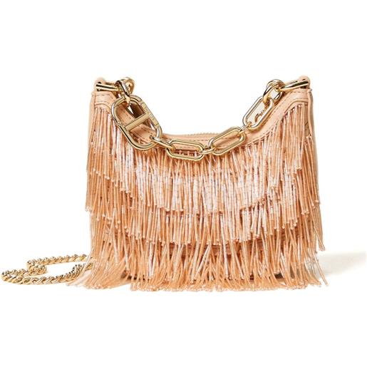 TWINSET borsa a tracolla croissant con catena - toni neutri